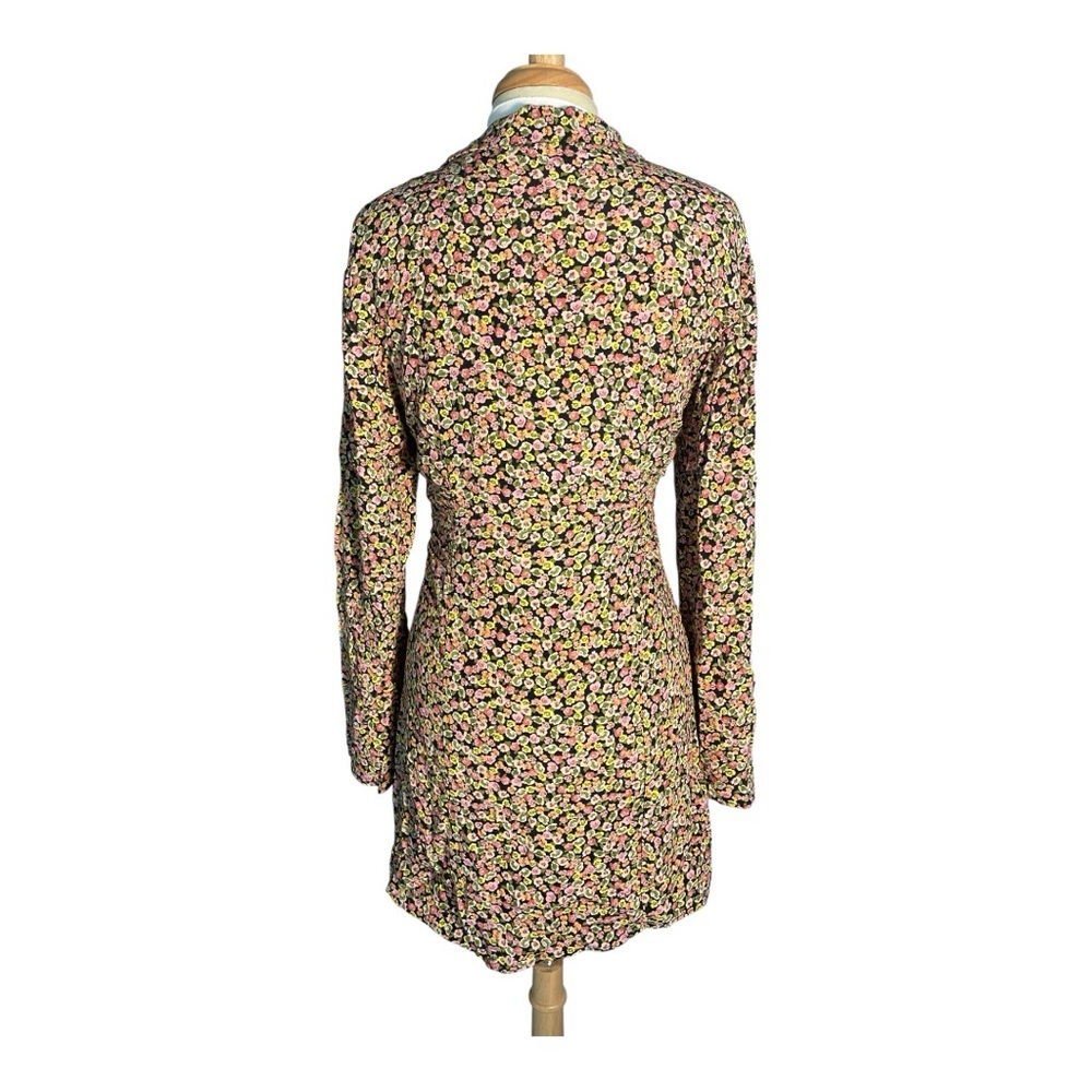 Zara  Ditsy Floral V-Neck Button Down Shirt Dress with Flared Sleeves - Picture 3 of 6